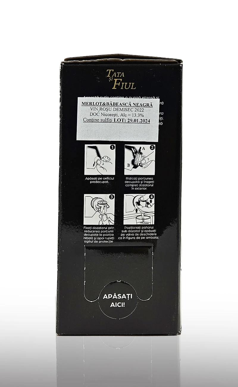 Vin rosu demisec, Tata si Fiul Merlot, Babeasca Neagra Bag in Box 3L